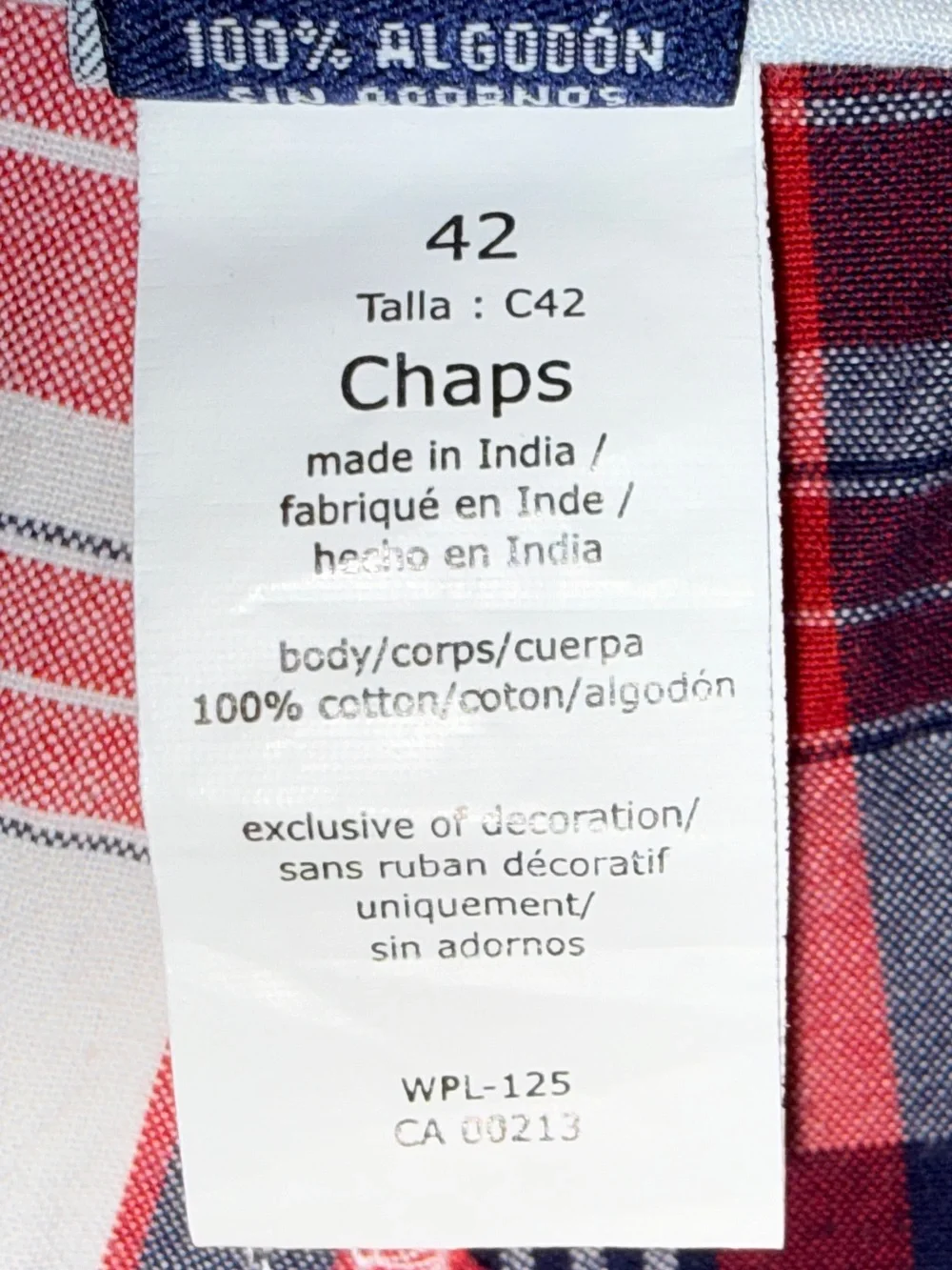 Chaps Men’s Red White and Navy Plaid Men's Flat Front Shorts42-EC